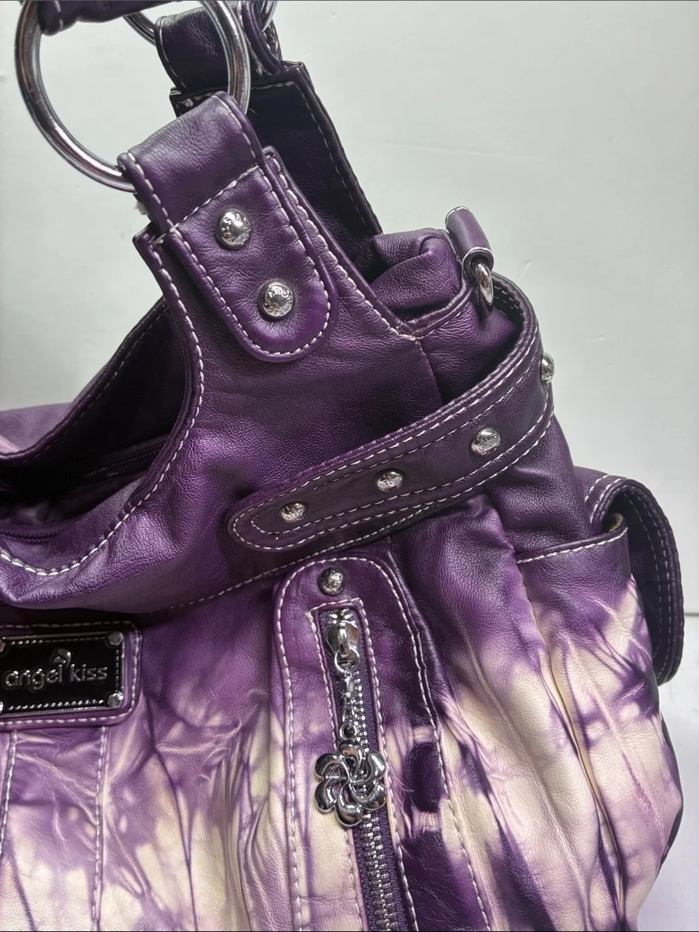 Angel Kiss 2 Top Zipper, Multi pocket Handbag Purse, Adjustable Straps - Picture 3 of 14